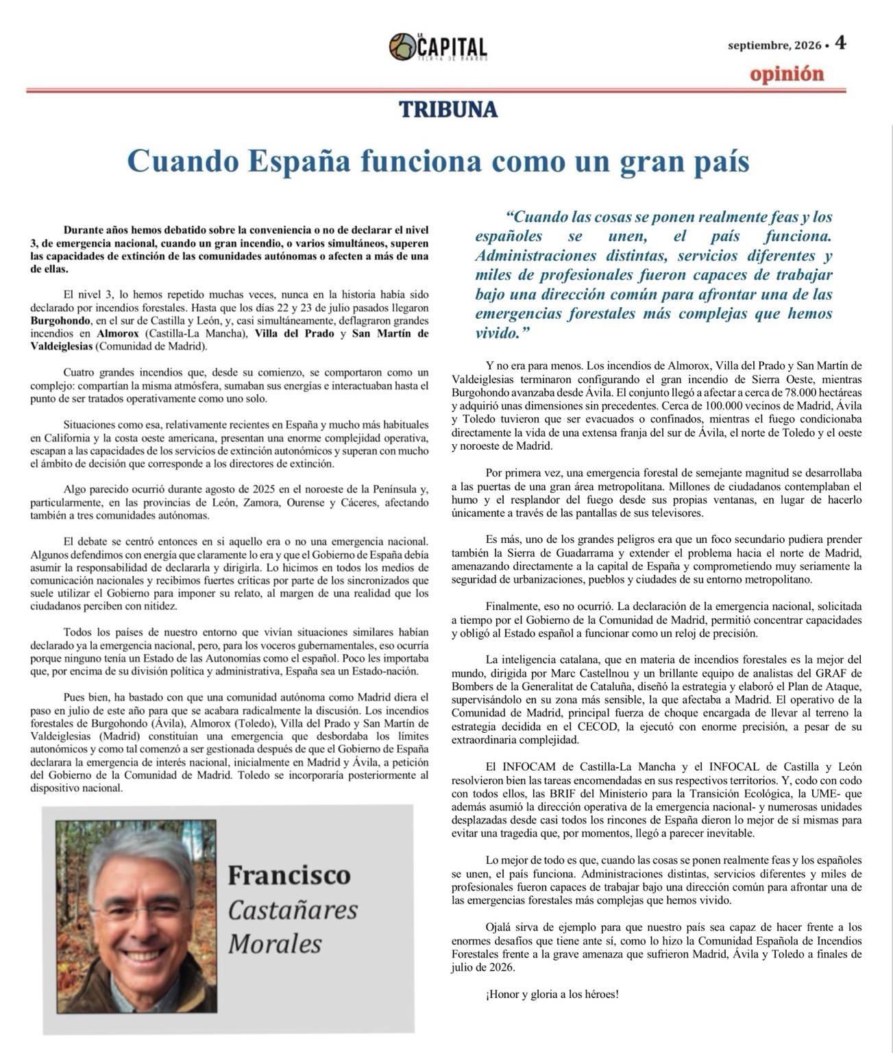Reproducción de la página original publicada en La Capital
